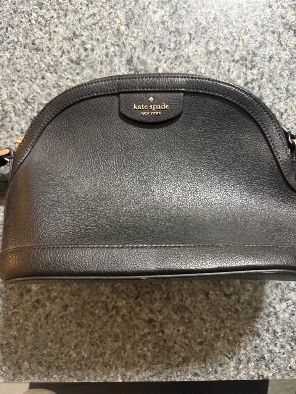 kate spade Black Dome Leather Crossbody with Gold Logo